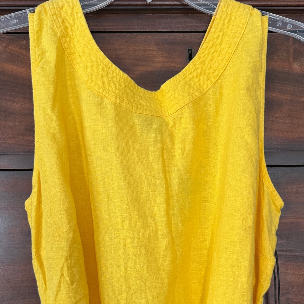 Yellow Linen Sleeveless Dress - Picture 3 of 7